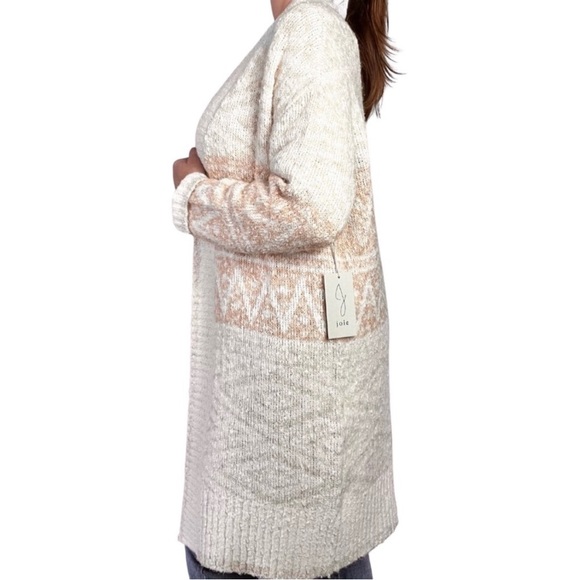 SOLD!!! Joie Cream & Beige Nordic Long Cardigan Duster - Picture 5 of 9